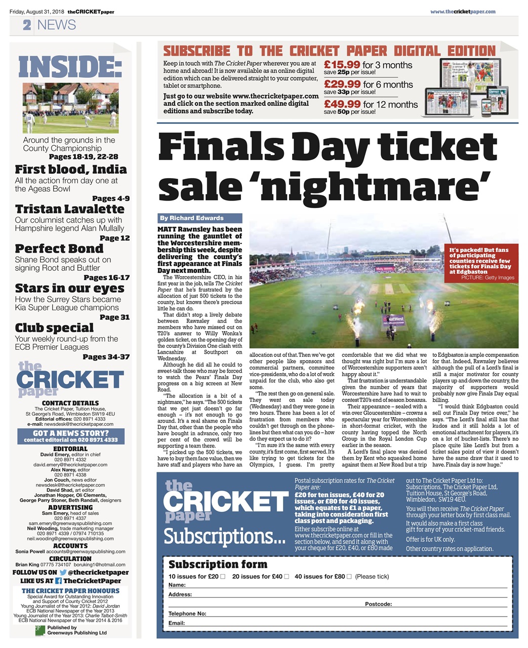 The Cricket Paper Preview Pages