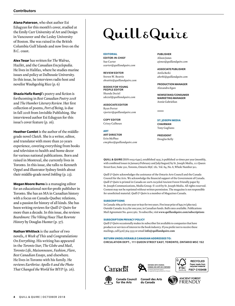 Quill & Quire Preview Pages