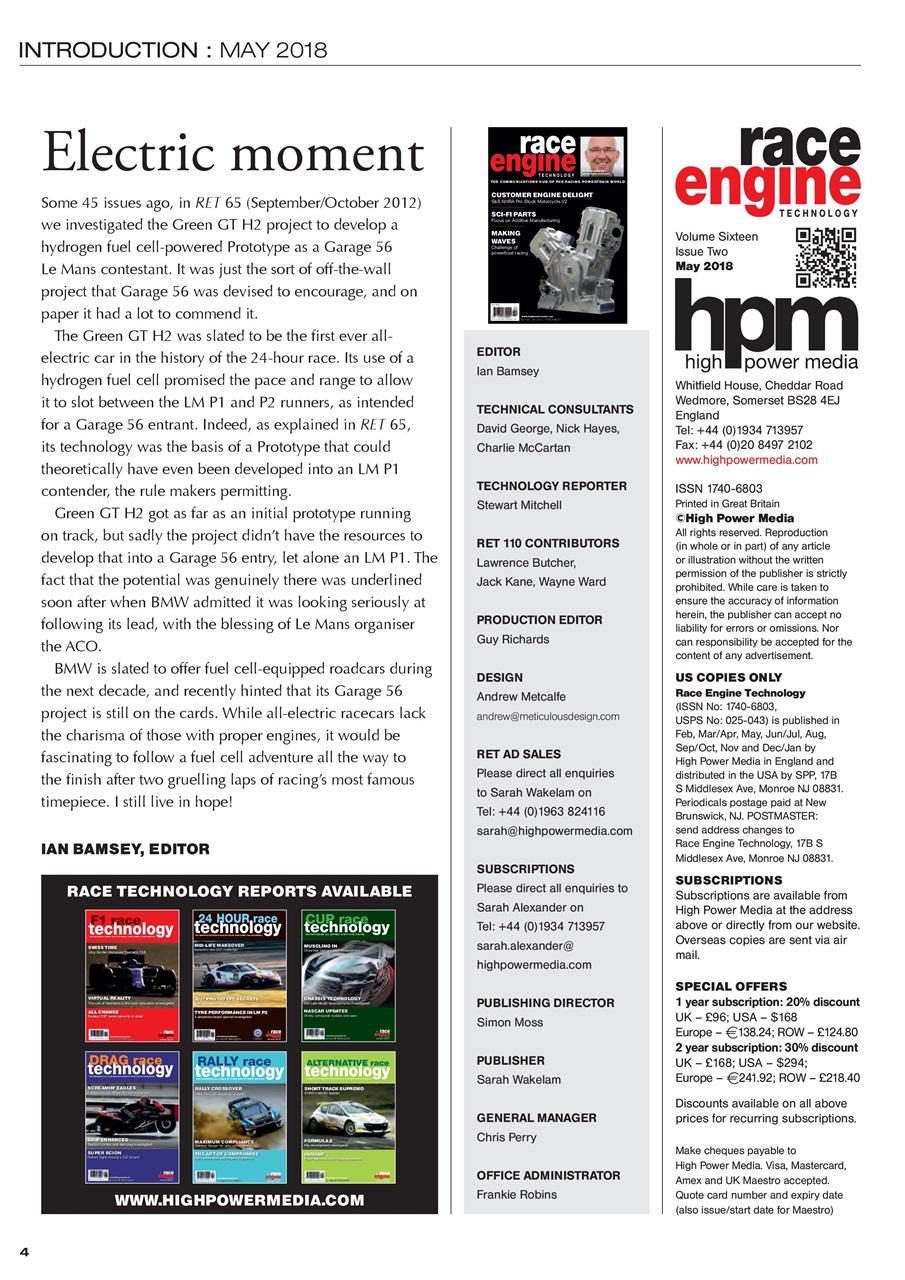 Race Engine Technology Preview Pages