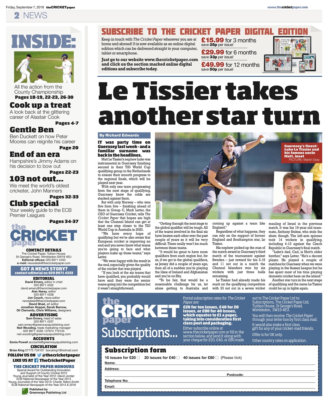 The Cricket Paper Preview Pages