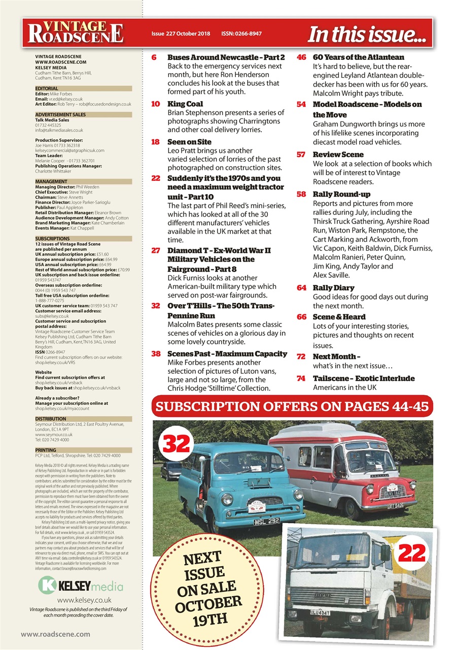 Vintage Roadscene Magazine - October 2018 Back Issue