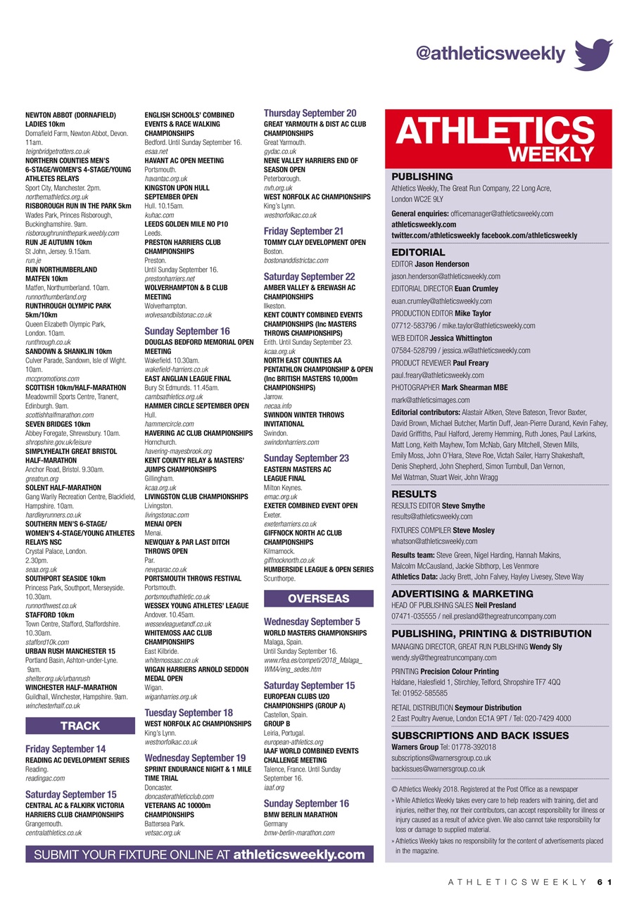 AW – Athletics Weekly Magazine Preview Pages
