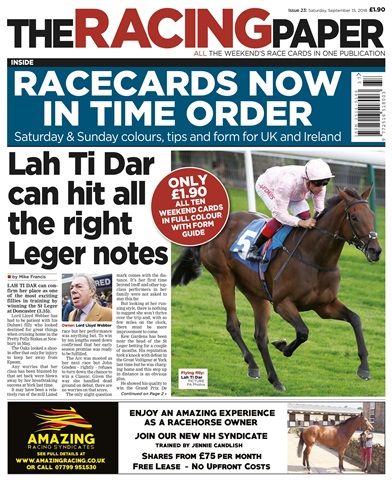The Racing Paper issue 15th September 2018
