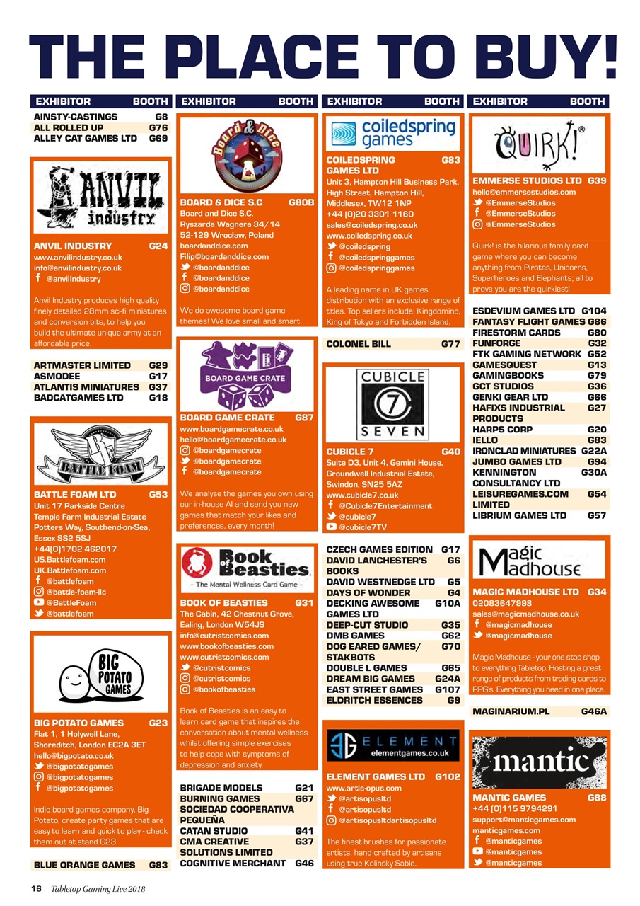 Tabletop Gaming Preview Pages