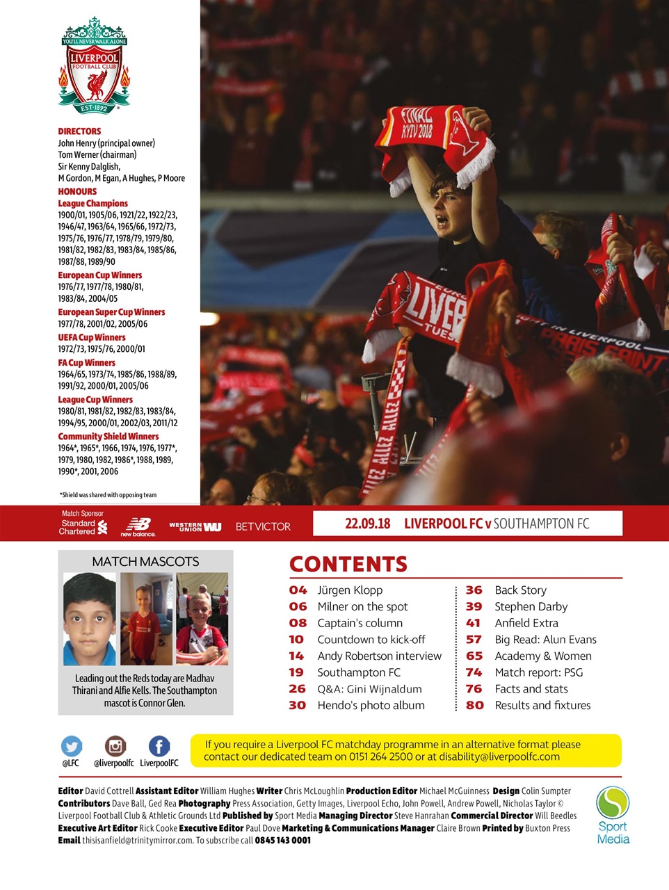 Liverpool FC Programmes Preview Pages