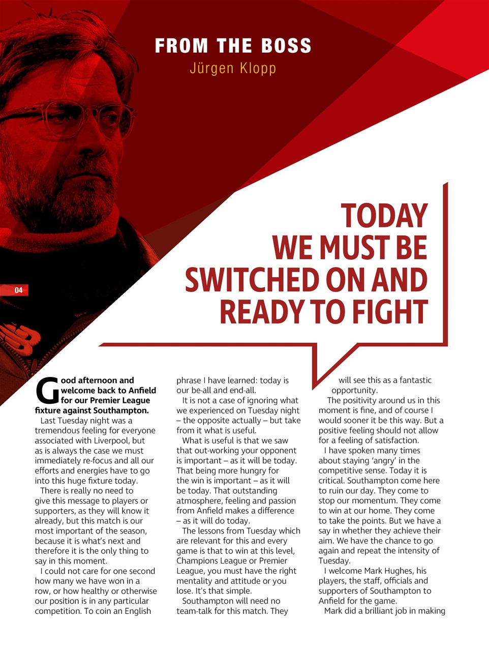 Liverpool FC Programmes Preview Pages