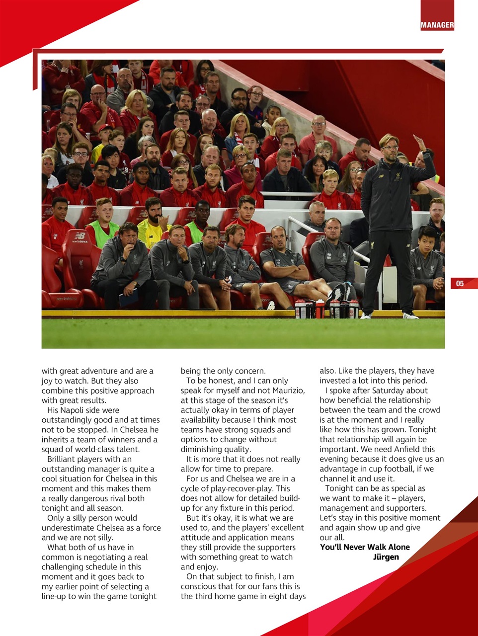 Liverpool FC Programmes Preview Pages