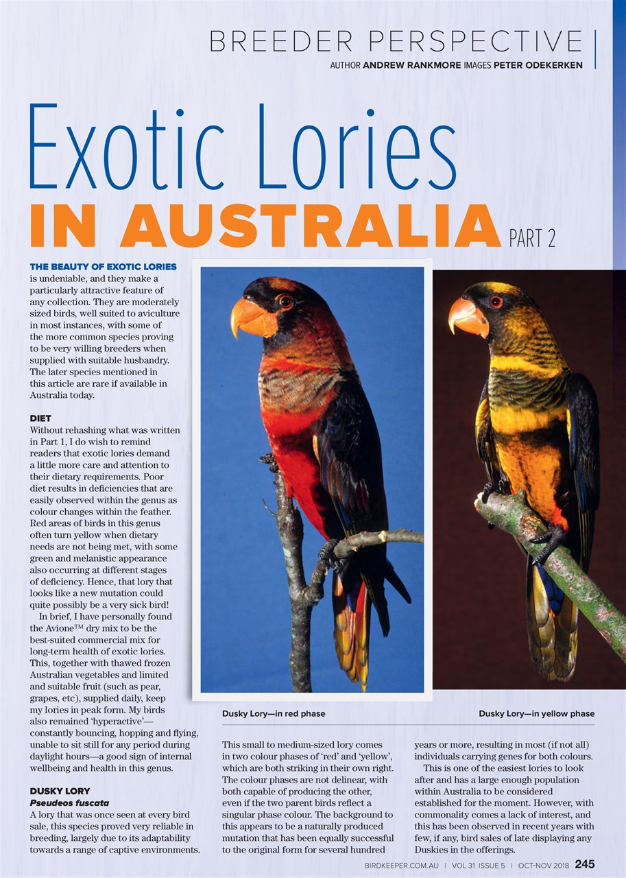 Australian Birdkeeper Magazine Preview Pages