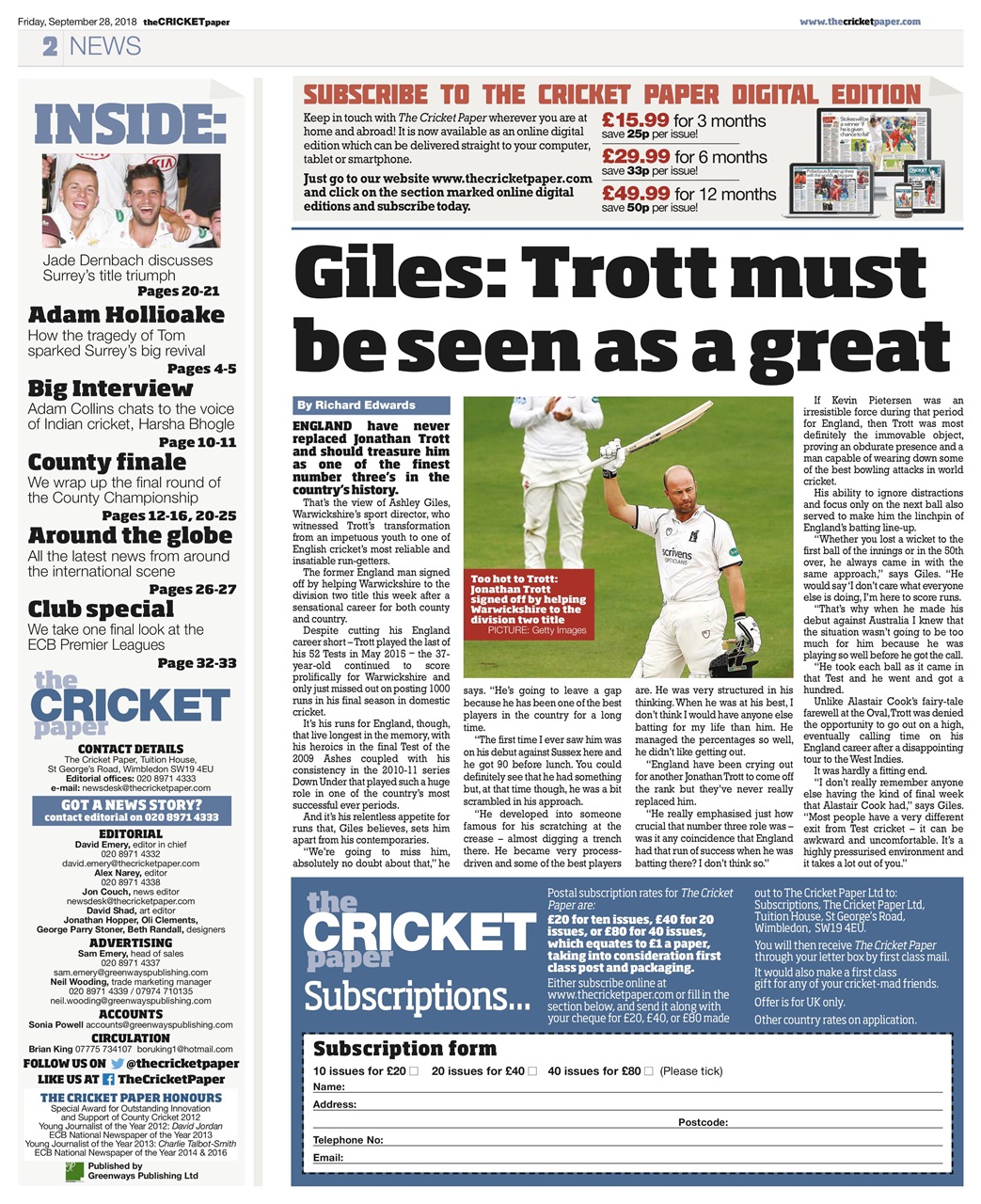 The Cricket Paper Preview Pages