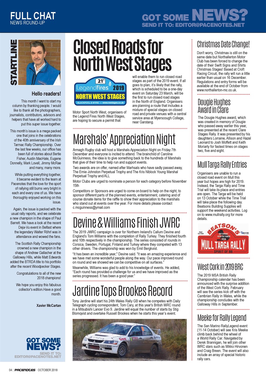 Pacenotes Rally magazine Preview Pages