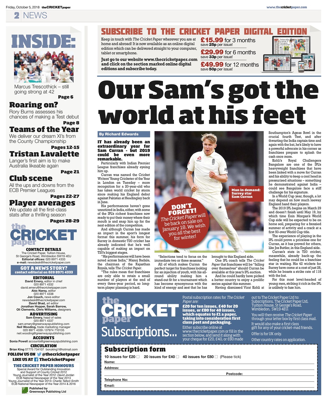 The Cricket Paper Preview Pages