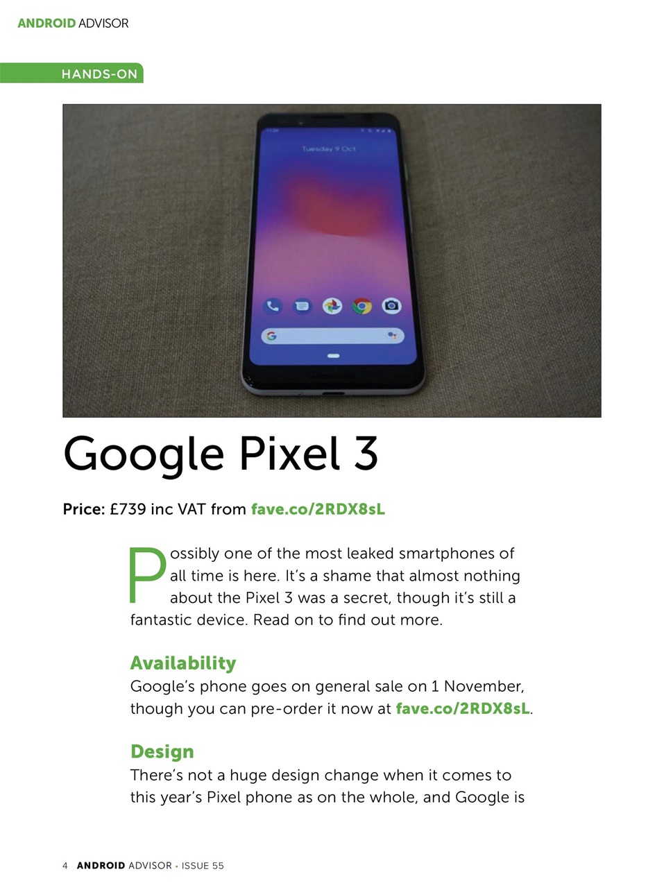 Android Advisor Preview Pages