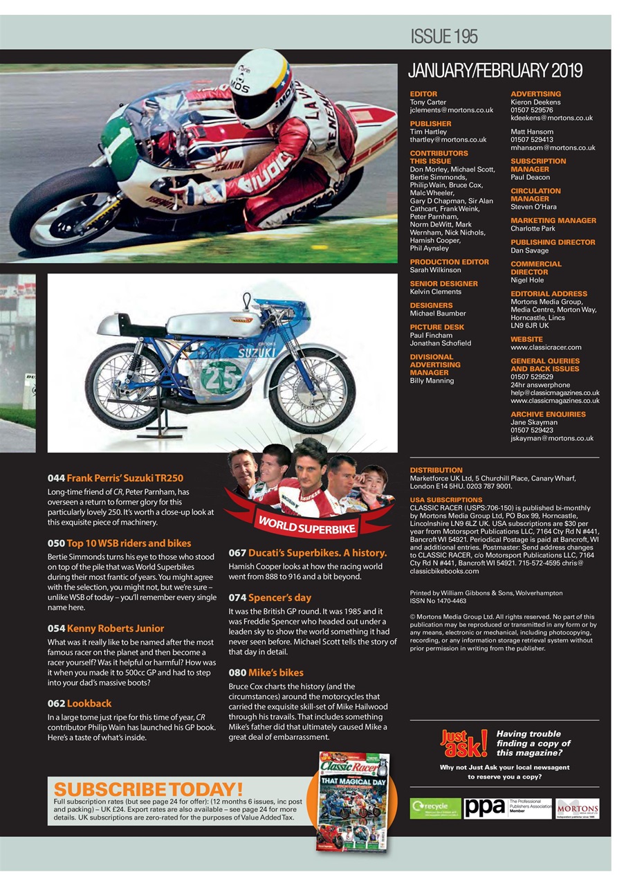 Classic Racer Preview Pages