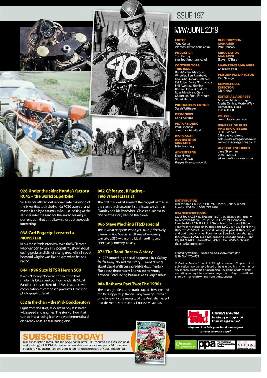 Classic Racer Preview Pages