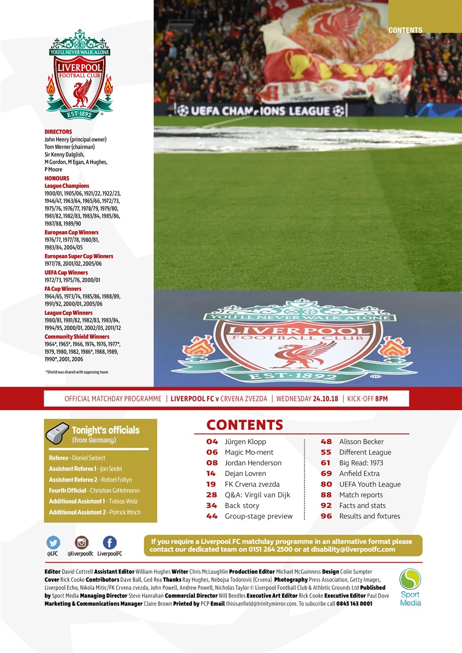 Liverpool FC Programmes Preview Pages