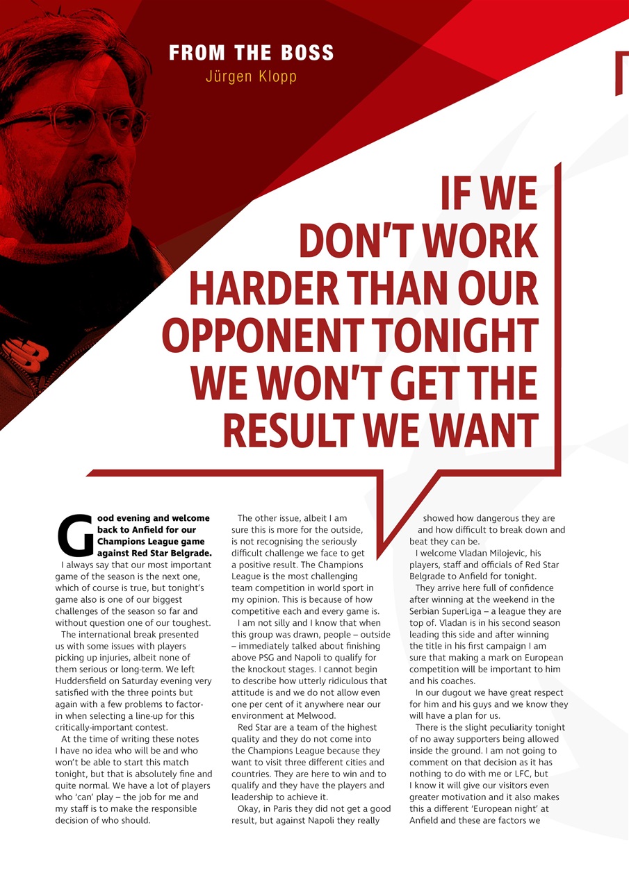 Liverpool FC Programmes Preview Pages