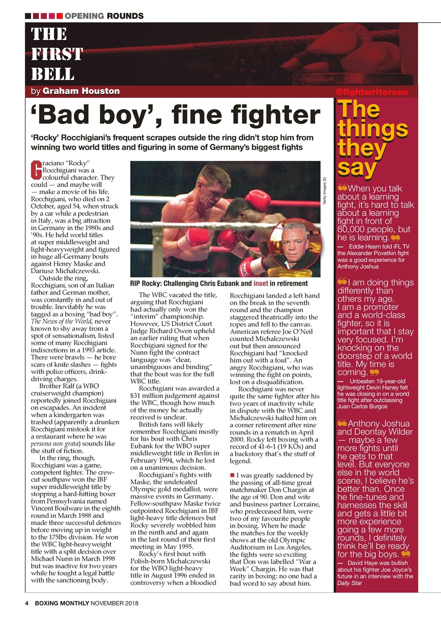 Boxing Monthly Preview Pages