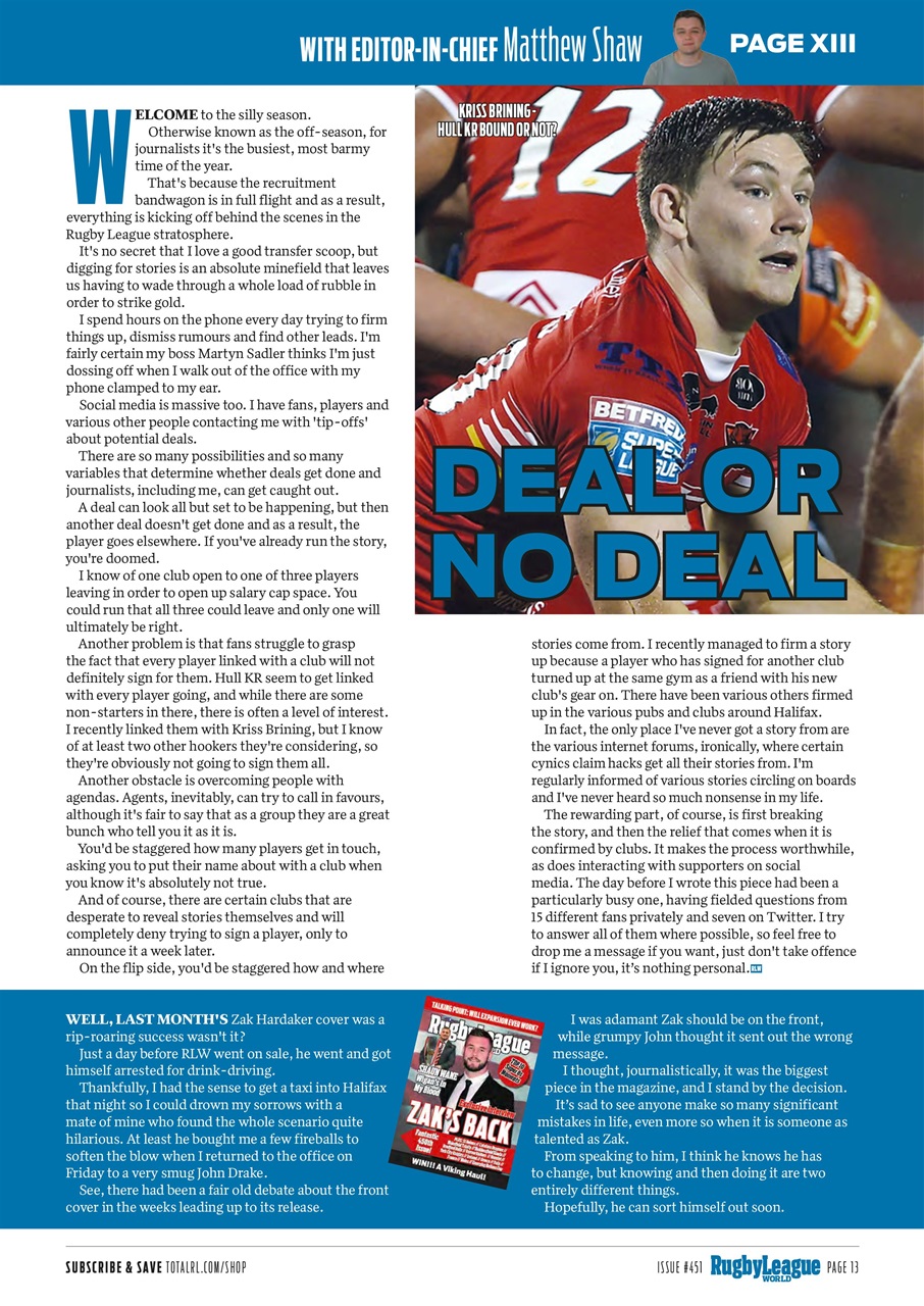Rugby League World Preview Pages