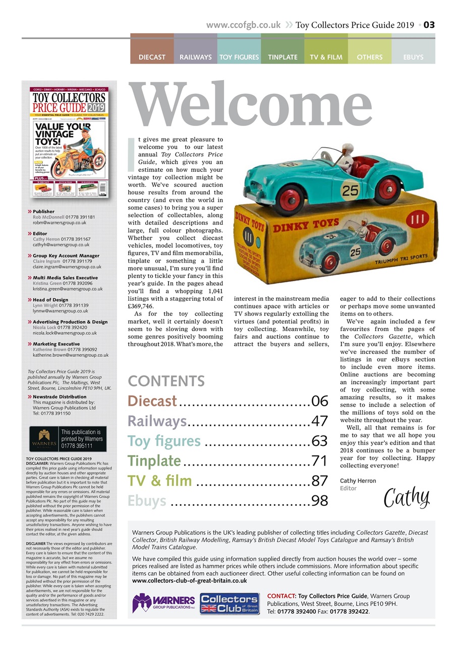 Toy Collectors Price Guide Preview Pages