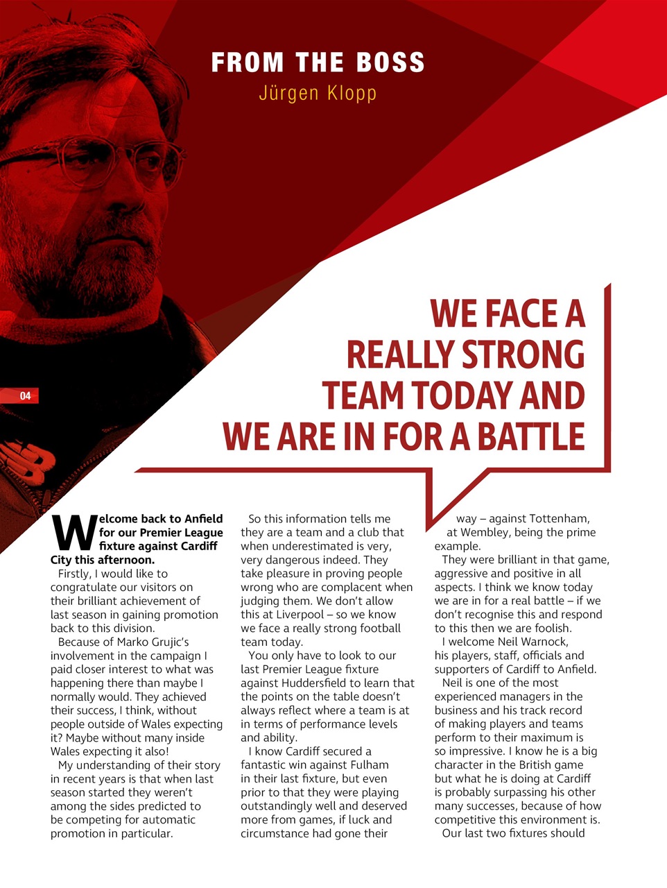 Liverpool FC Programmes Preview Pages