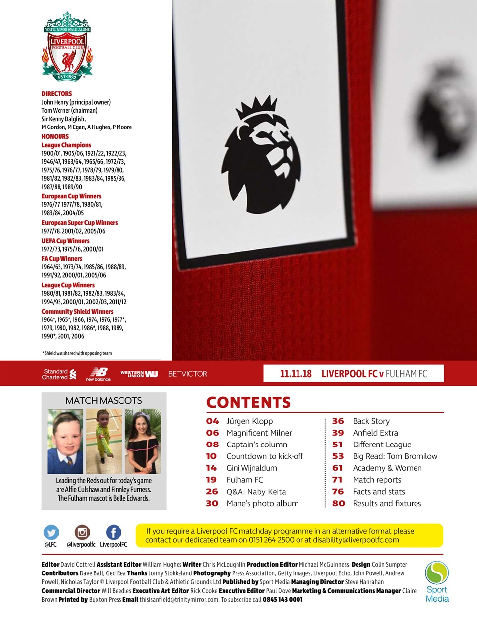 Liverpool FC Programmes Preview Pages