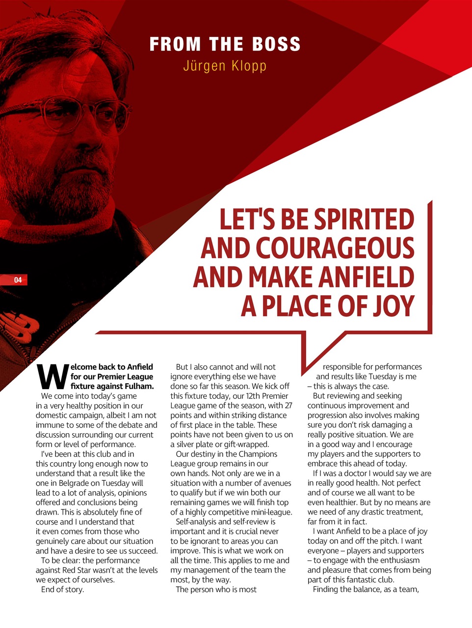 Liverpool FC Programmes Preview Pages