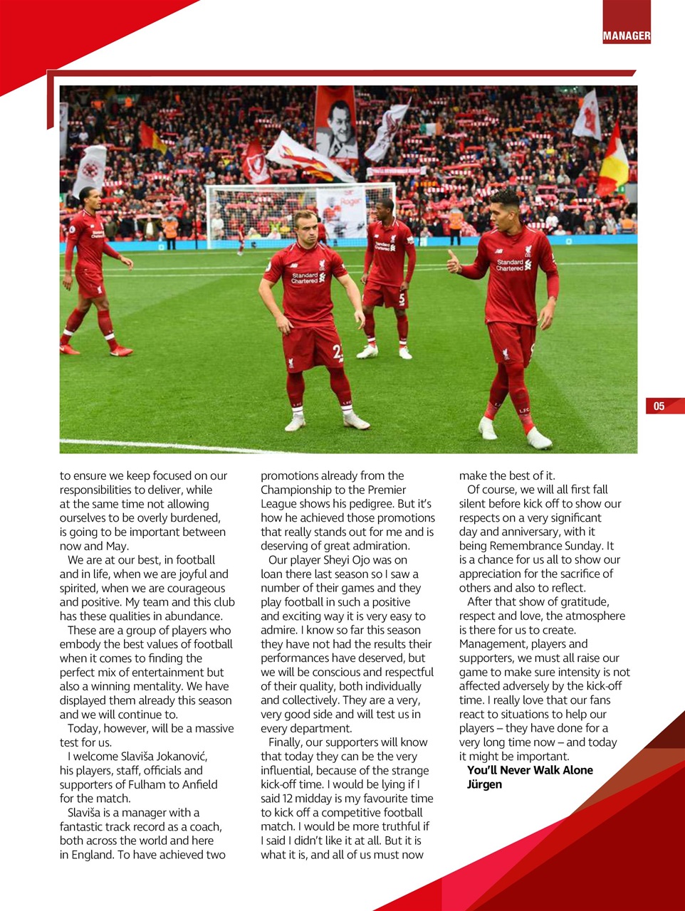 Liverpool FC Programmes Preview Pages