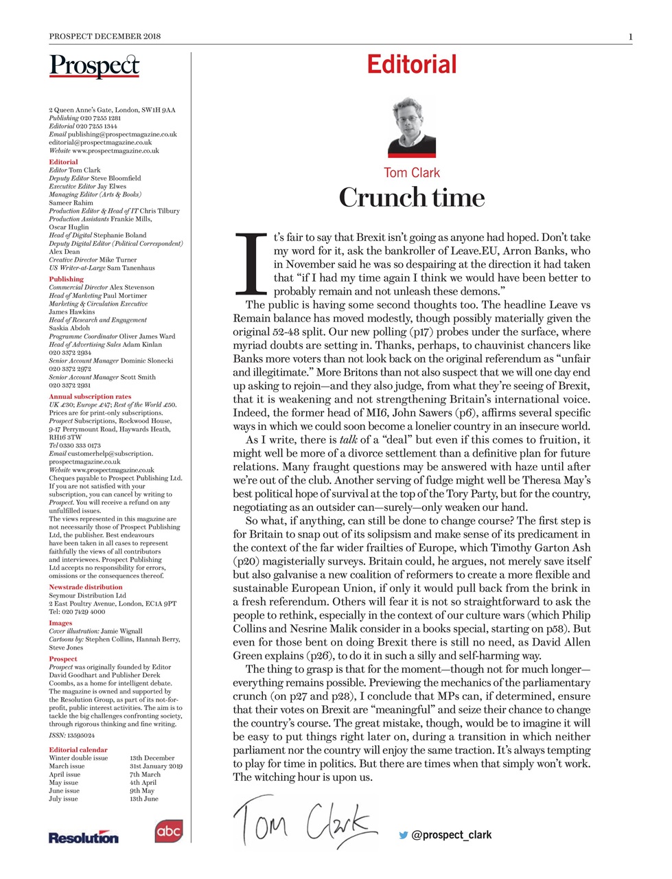 Prospect Magazine Preview Pages