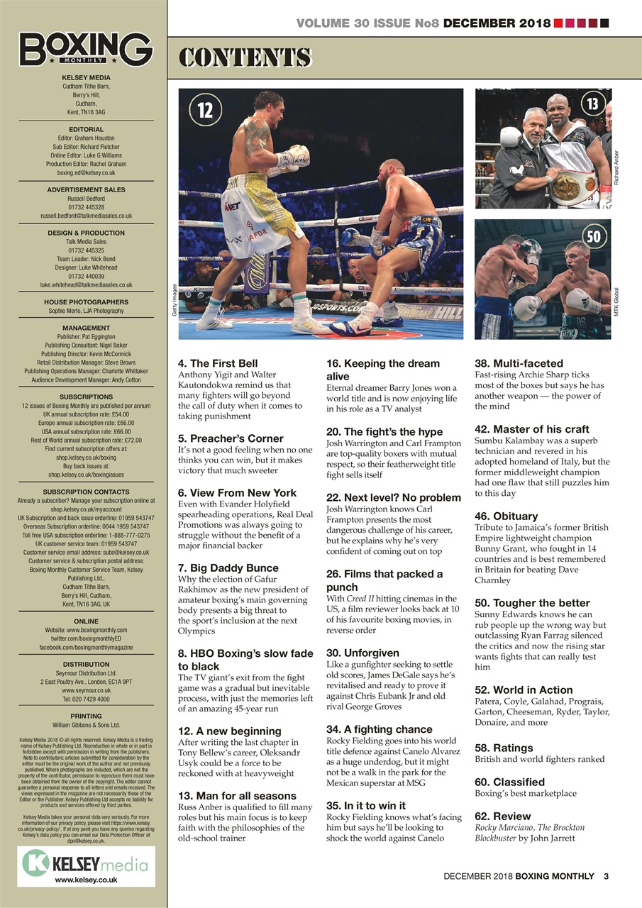 Boxing Monthly Preview Pages