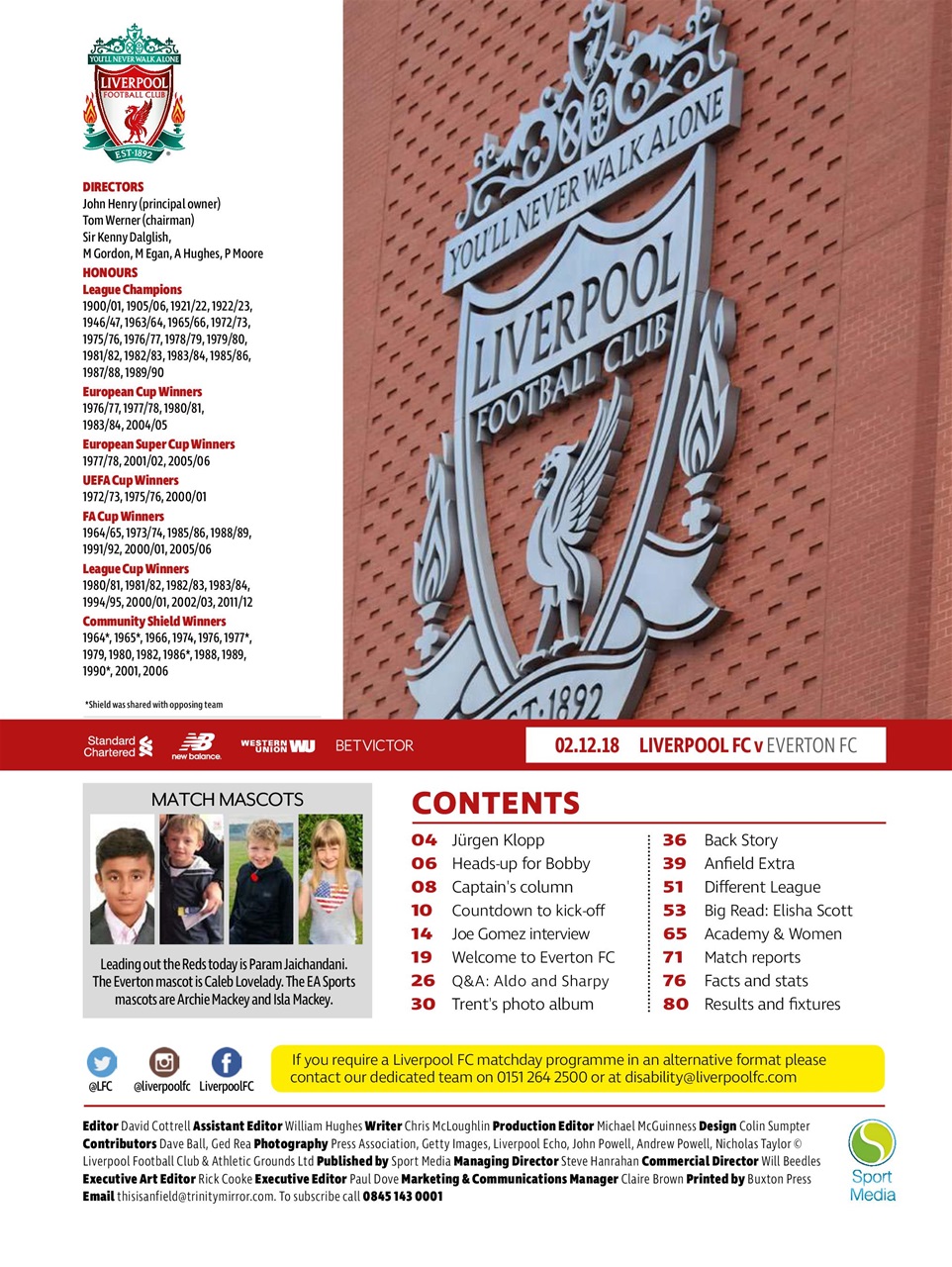 Liverpool FC Programmes Preview Pages