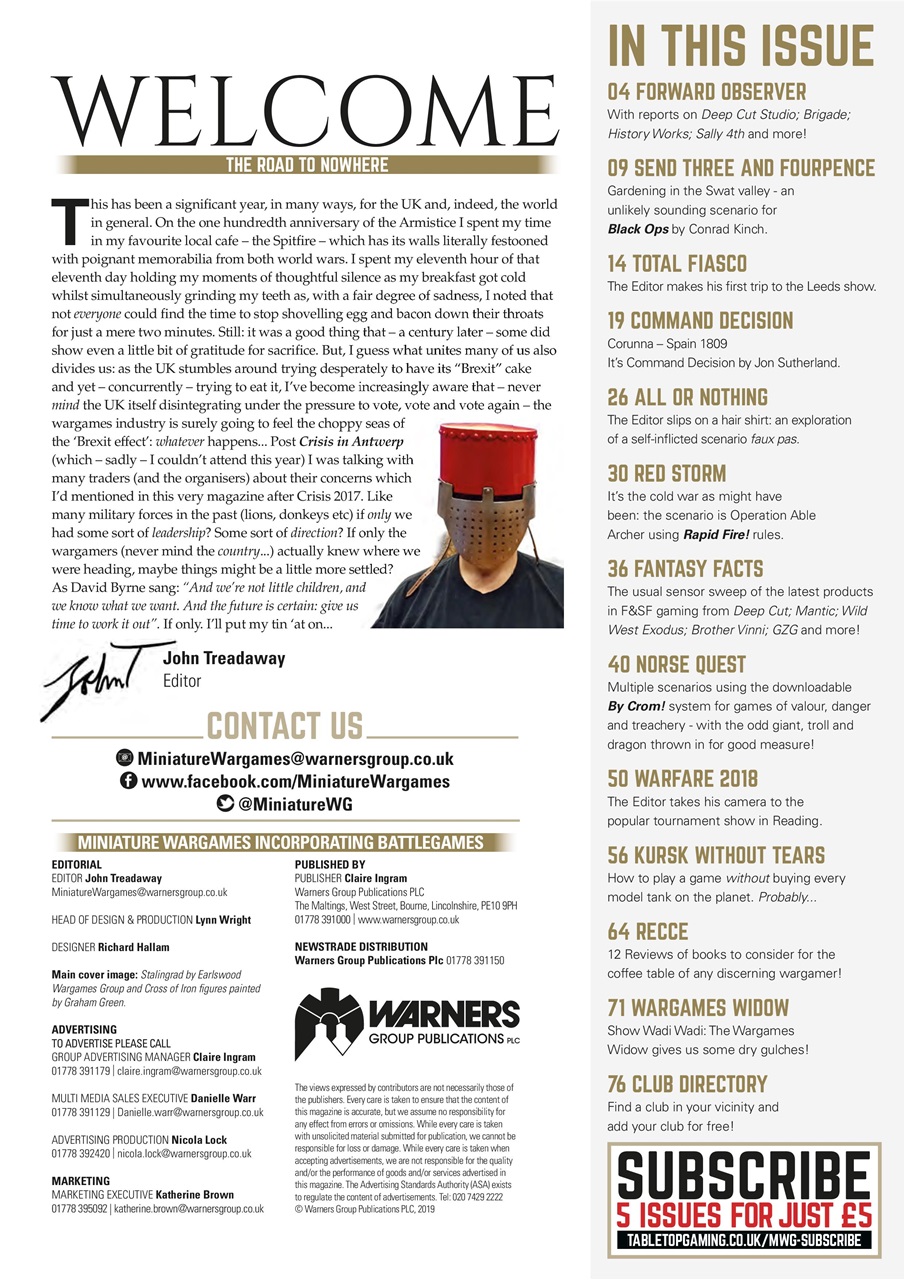 Miniature Wargames Preview Pages