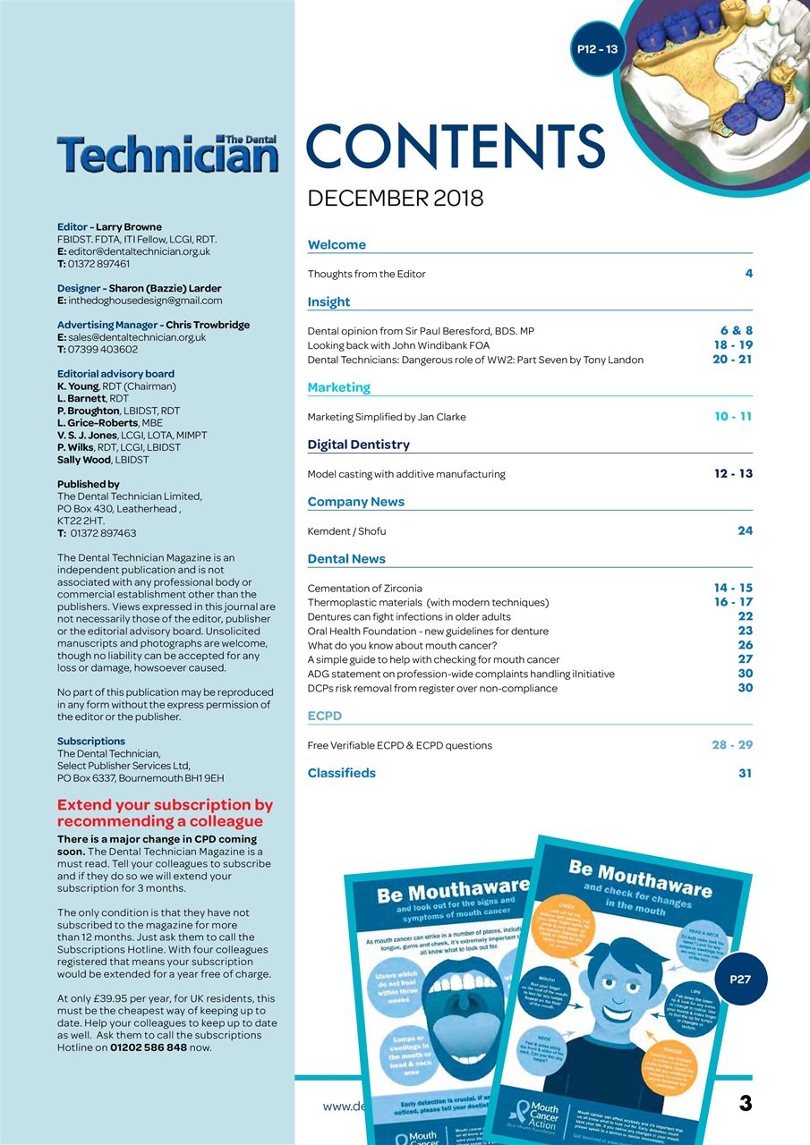 The Dental Technician Magazine Preview Pages