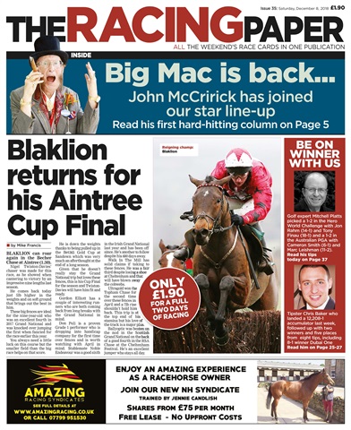 The Racing Paper issue 8th December 2018