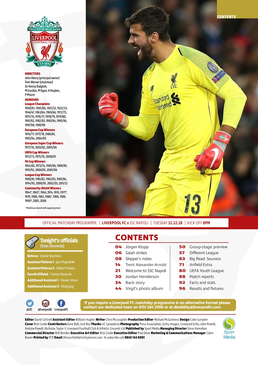 Liverpool FC Programmes Preview Pages