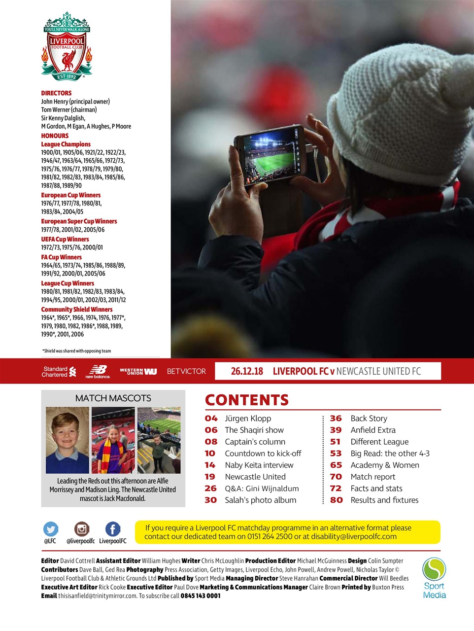 Liverpool FC Programmes Preview Pages