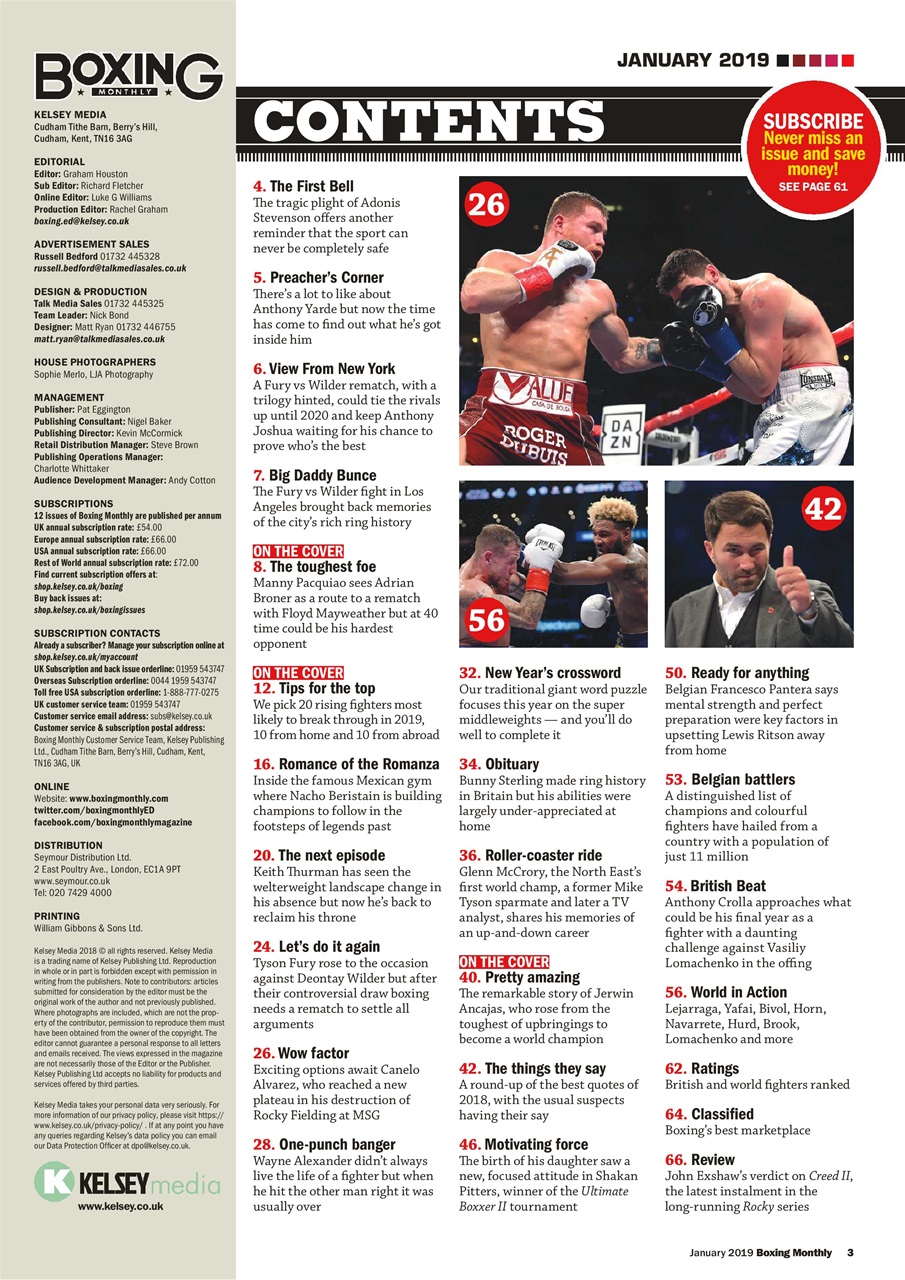 Boxing Monthly Preview Pages