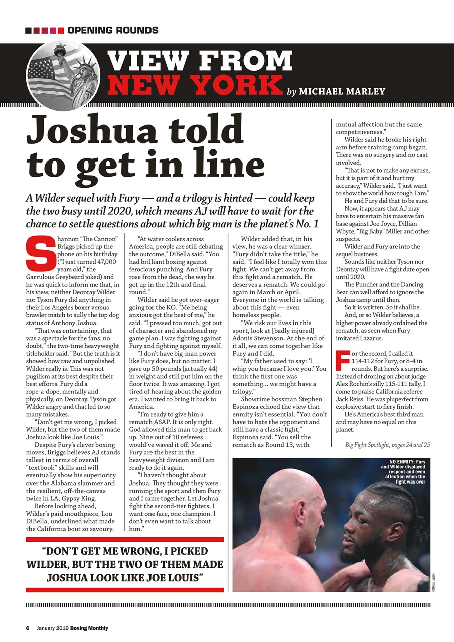 Boxing Monthly Preview Pages