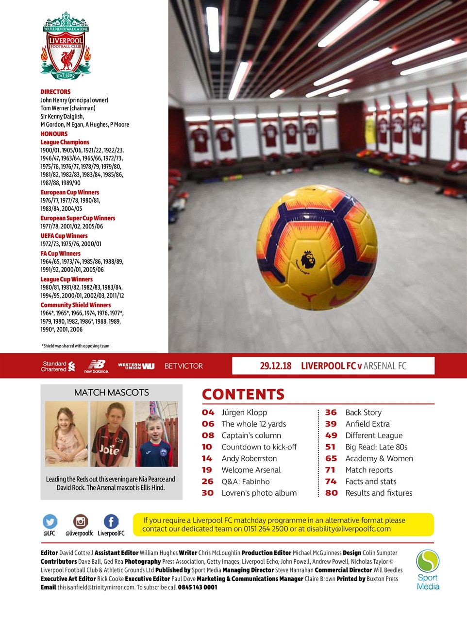 Liverpool FC Programmes Preview Pages