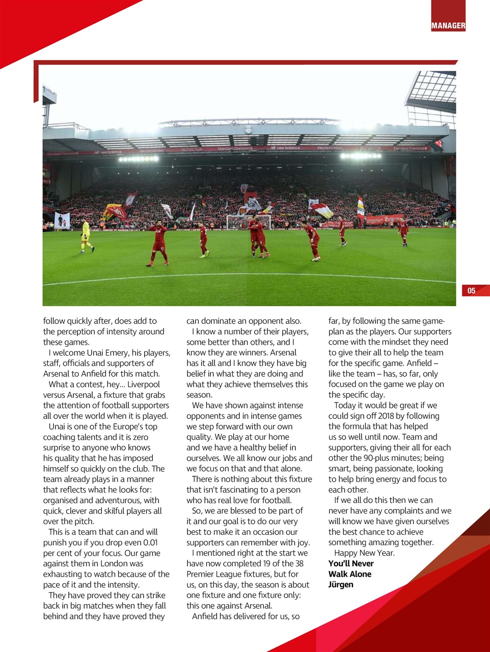 Liverpool FC Programmes Preview Pages