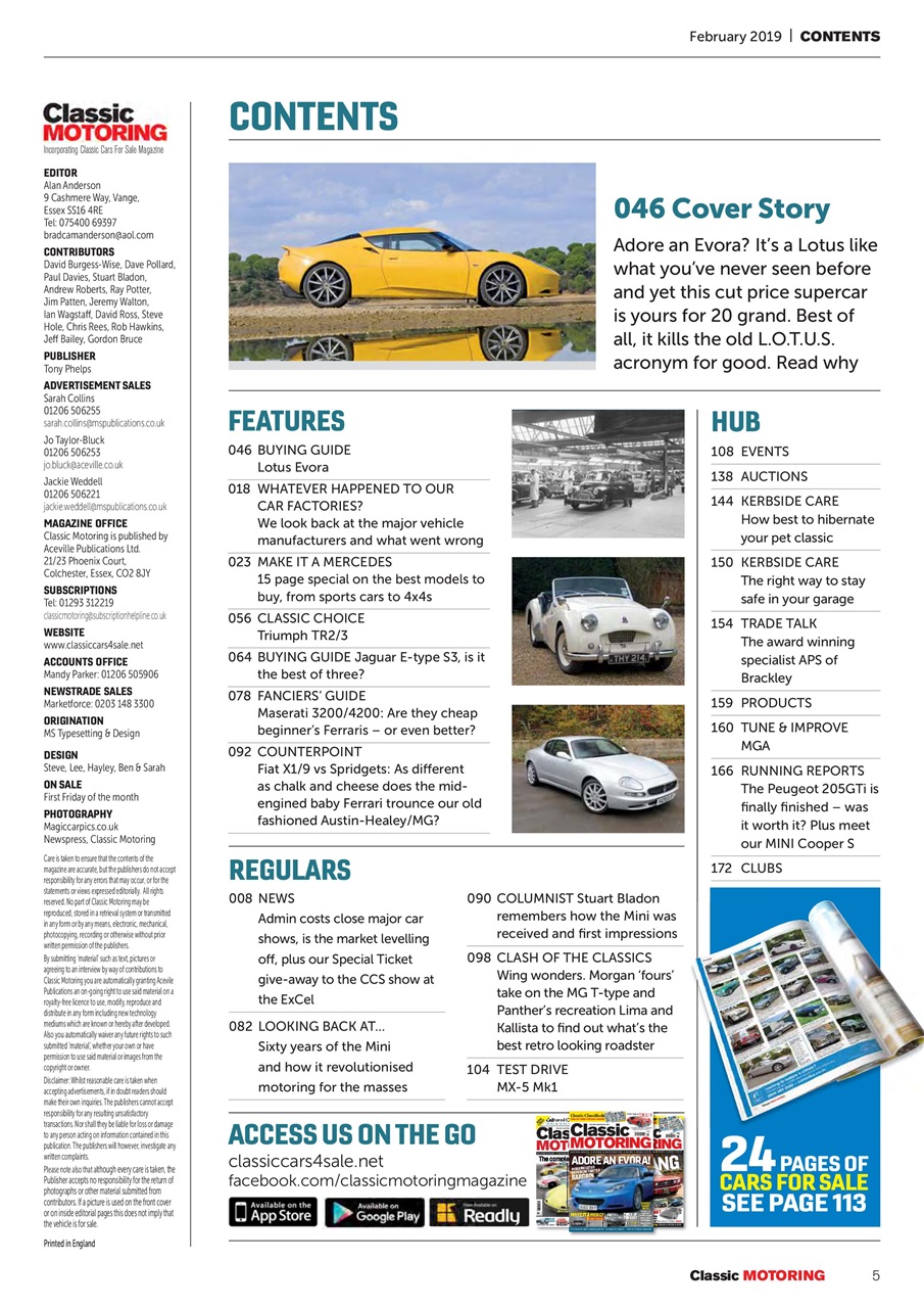 Classic Motoring Preview Pages
