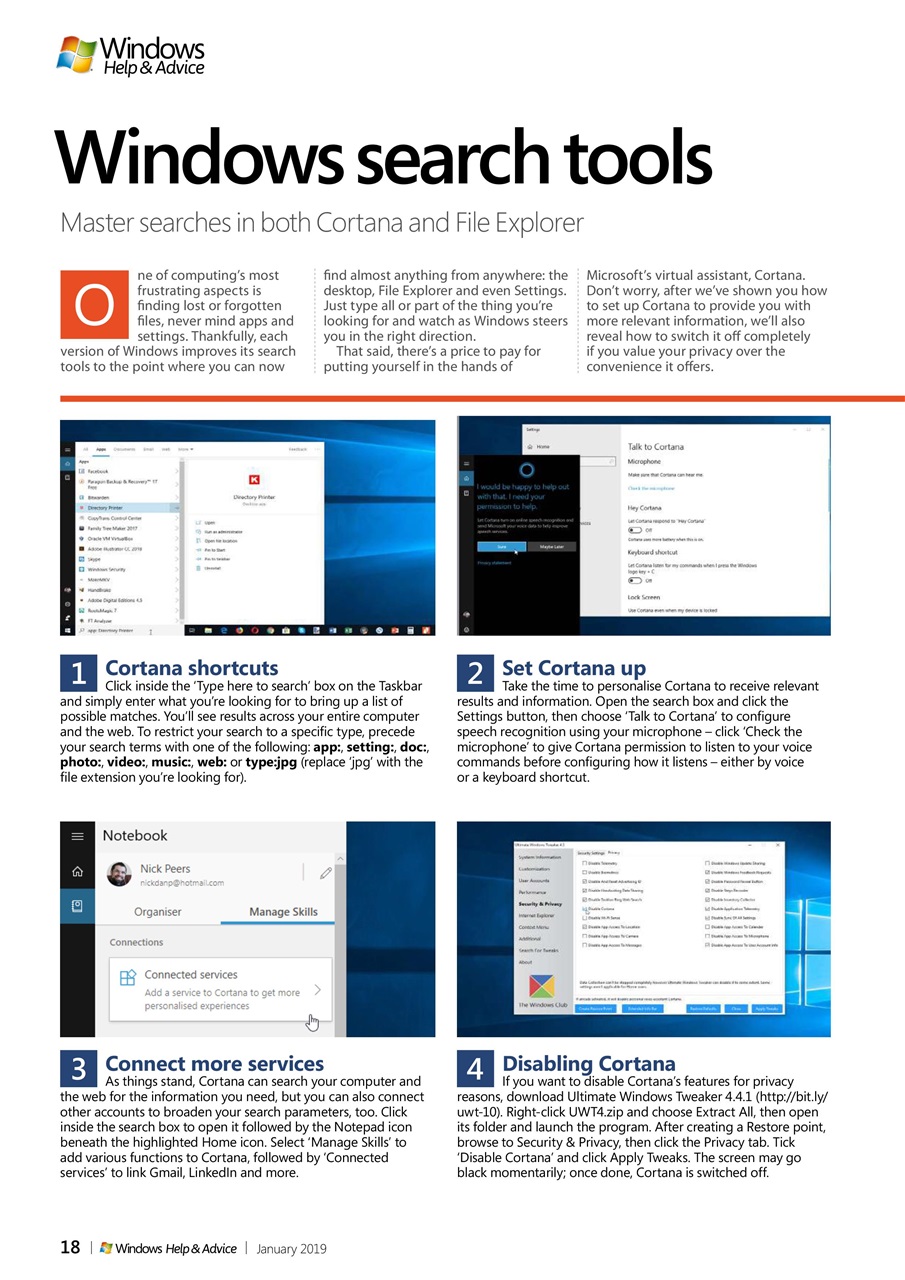Windows Help & Advice Preview Pages