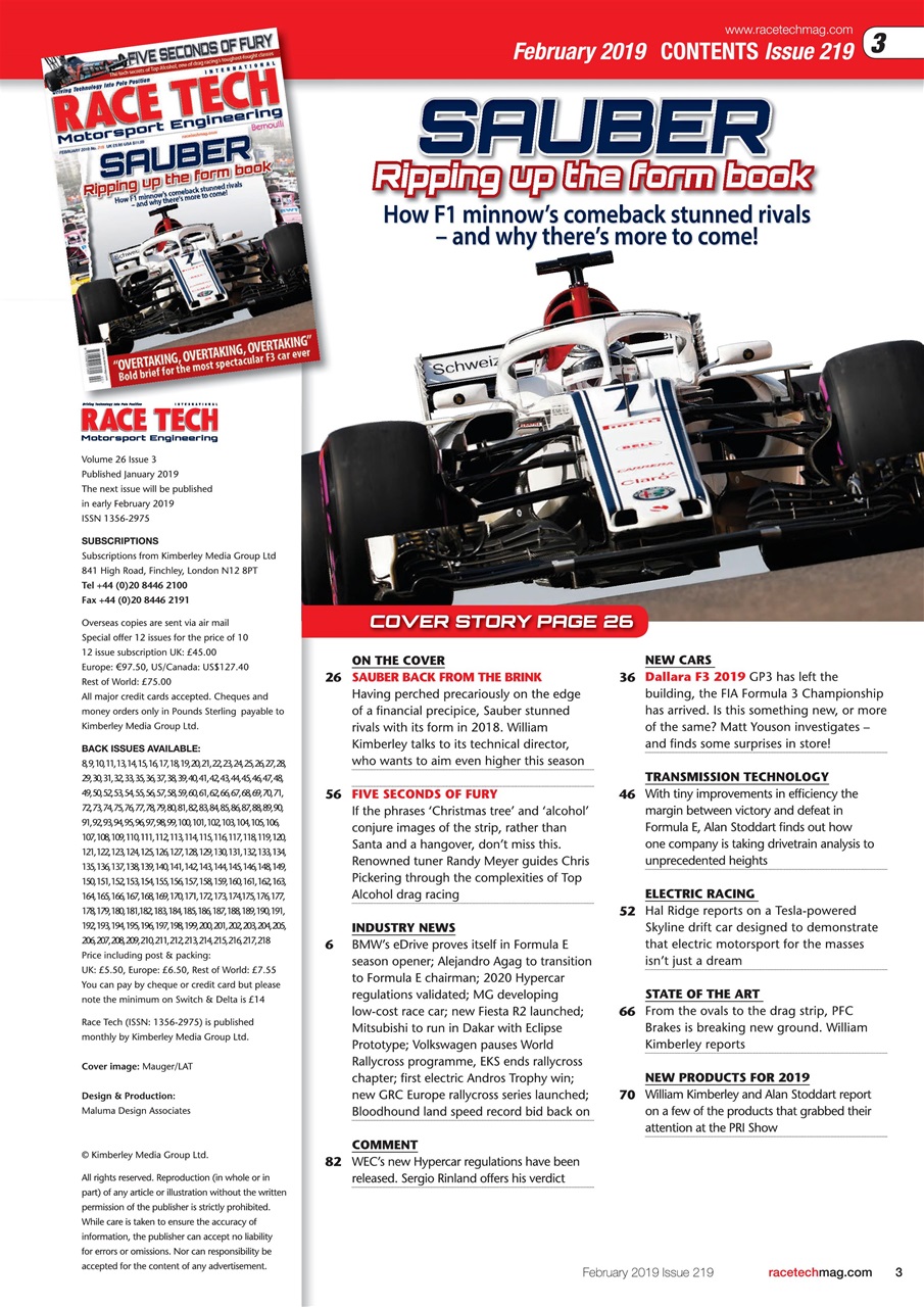 Race Tech Preview Pages