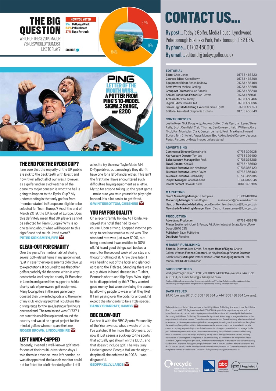 Today's Golfer Preview Pages