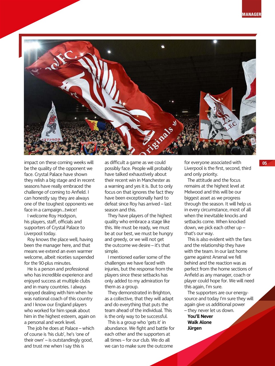Liverpool FC Programmes Preview Pages