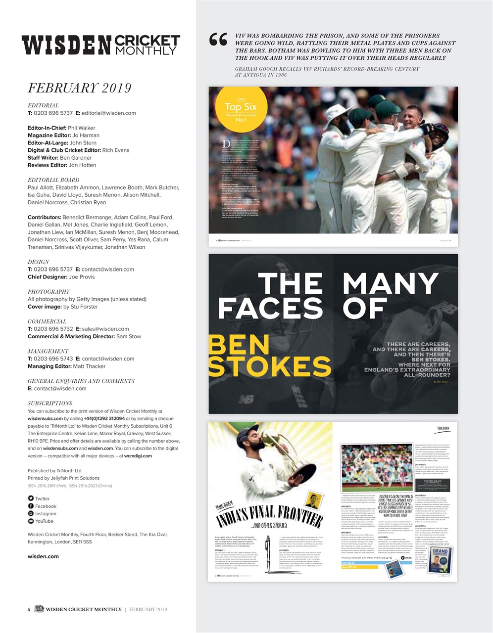 Wisden Cricket Monthly Preview Pages
