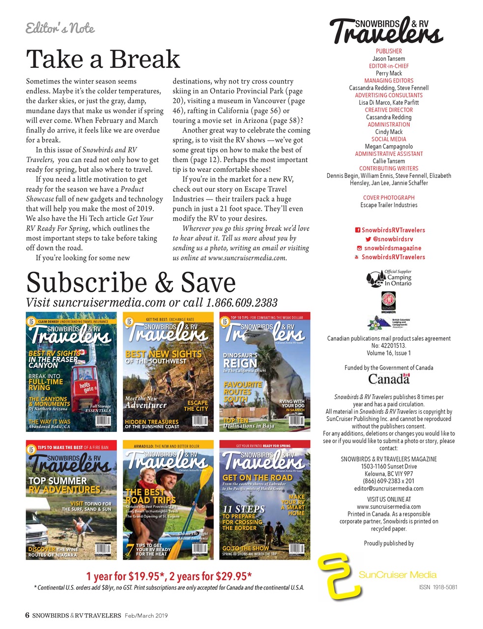 Snowbirds & RV Travelers Preview Pages