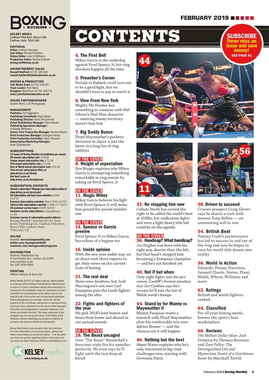 Boxing Monthly Preview Pages