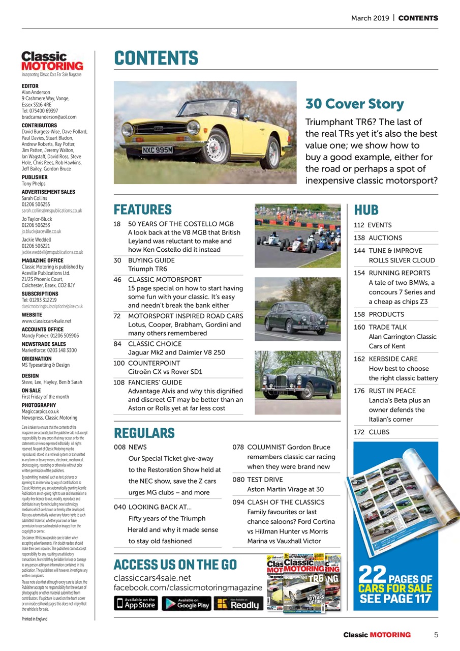 Classic Motoring Preview Pages