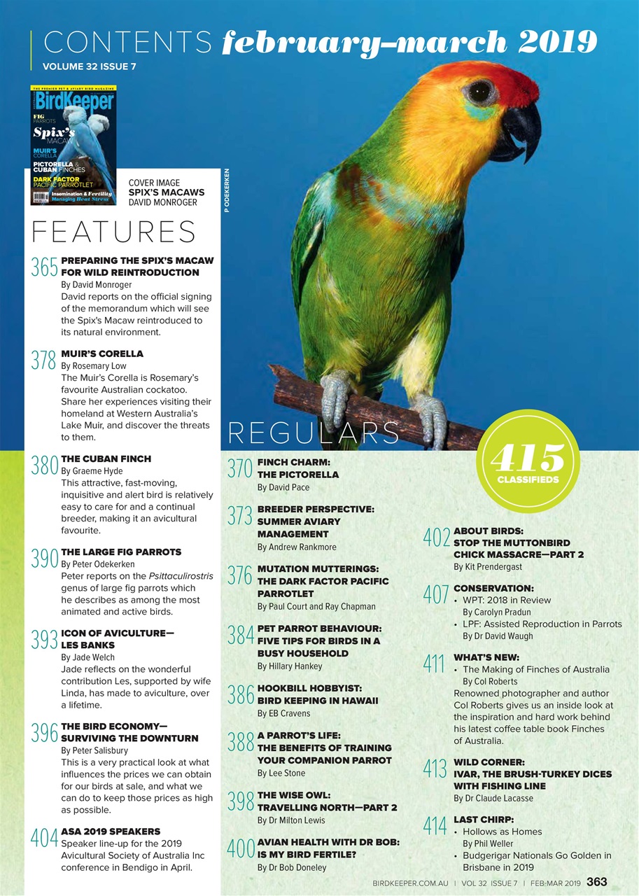 Australian Birdkeeper Magazine Preview Pages