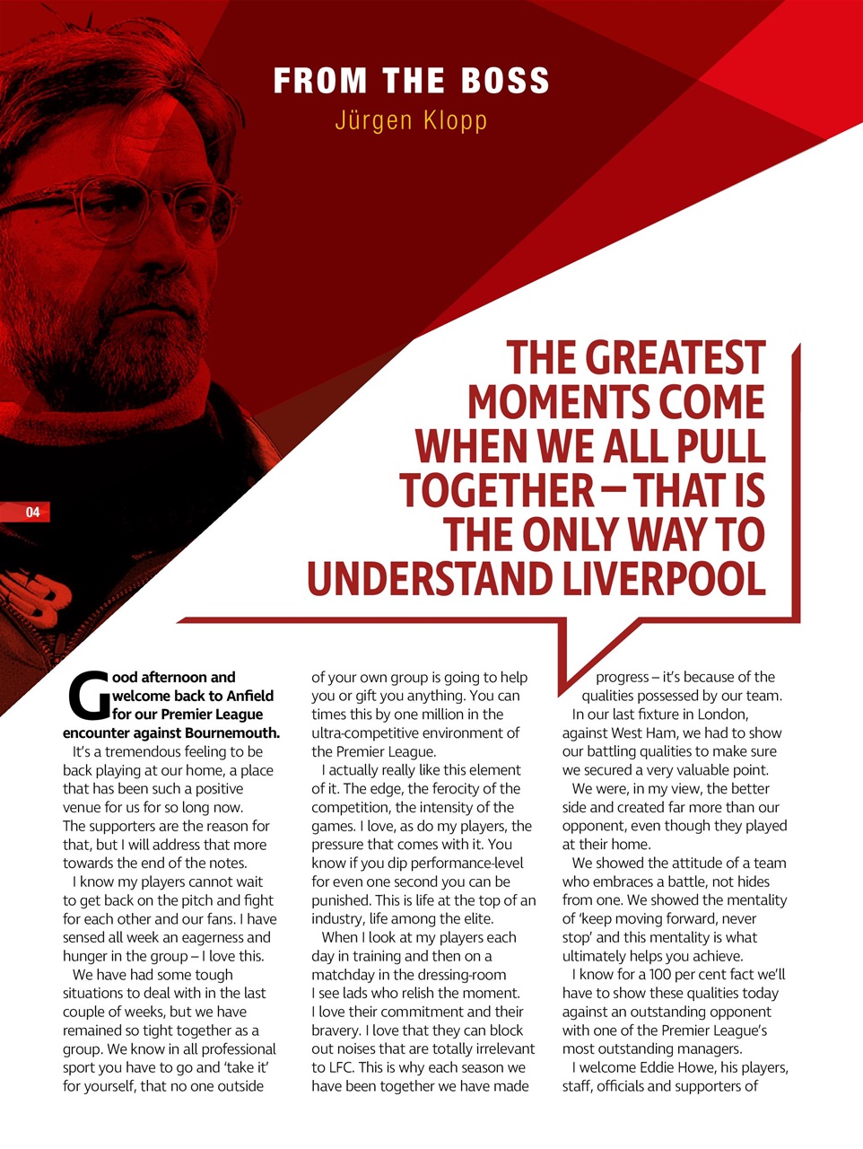 Liverpool FC Programmes Preview Pages